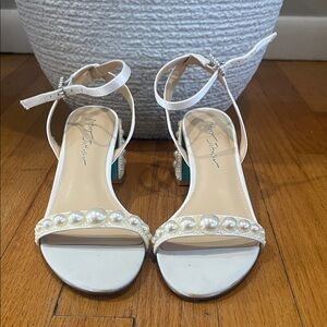 White Pearl Embellished Sandals